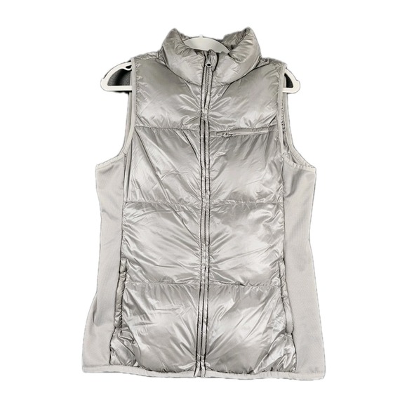 Fabletics Jackets & Blazers - Fabletics Women's Quilted Puffer Vest Silver‎ Full Zip Stretch Panels Medium